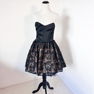 JESSICA McCLINTOCK for GUNNE SAX 12 Black Mini Dress Vintage Ballerina Sequins